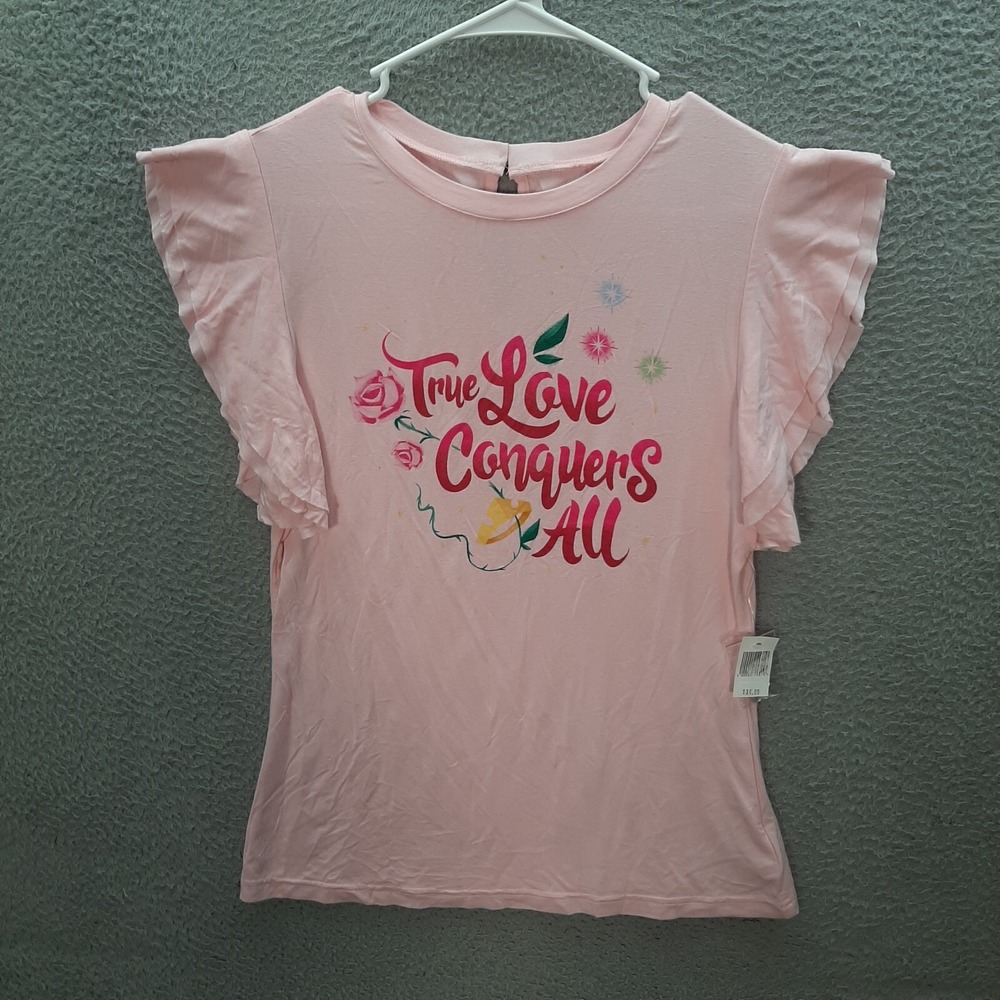 Disney Shirt Womens Small Pink Flutter Sleeve‎ Disney World Disneyland Top NEW